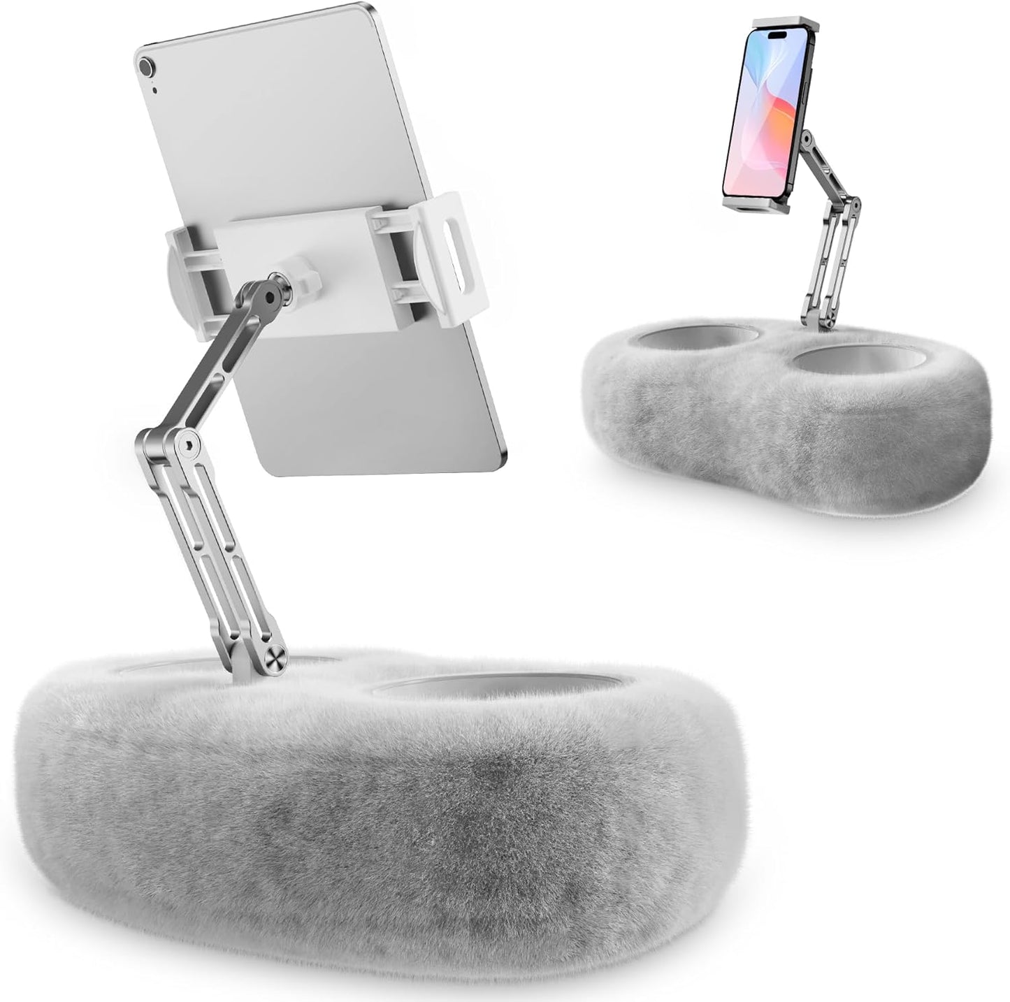 Tablet Kindle Stand Pillow, Adjustable Ipad Pillow Stand Holder with 2 Snack Bowls for Lap Bed Sofa Chair, Compatible with 4.7"-13" Tablet, Ipad, Iphone, Google, Samsung, Kindle