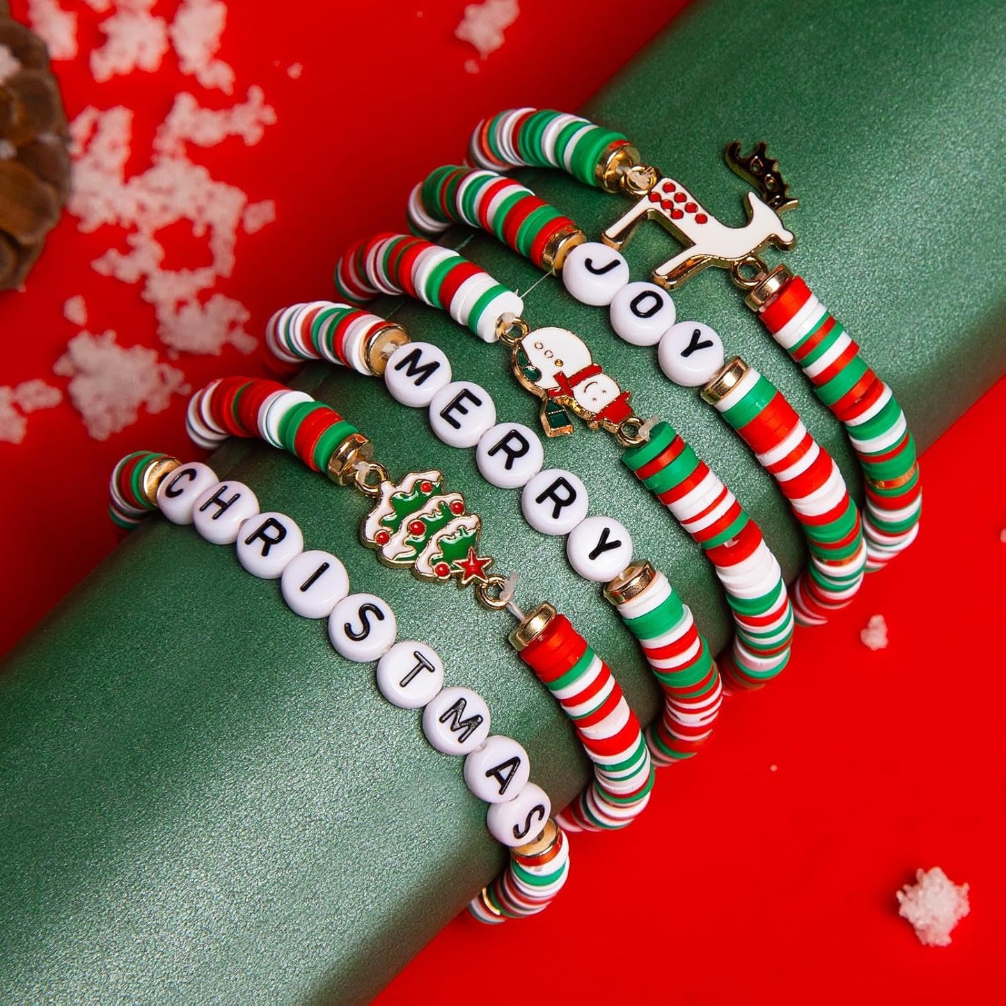 6 Pack Cute Xmas Bracelets for Women Teen Girls as Party Gifts