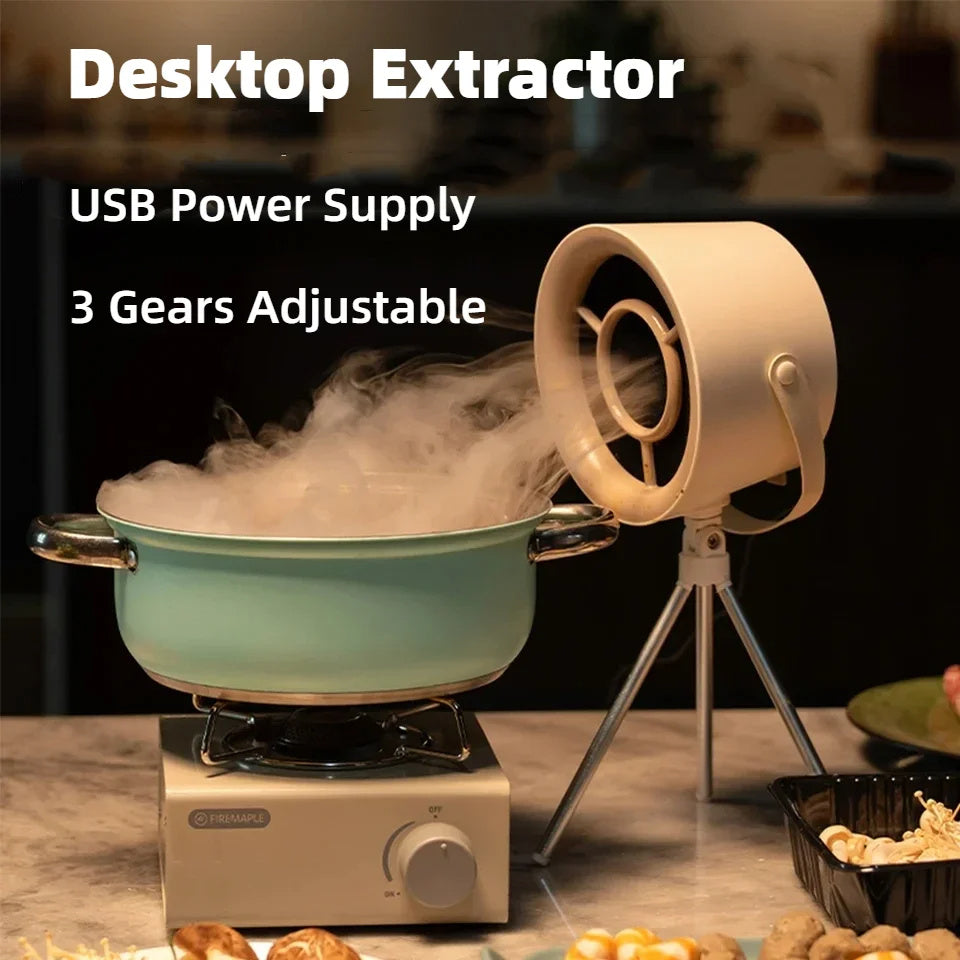 Portable Desktop Exhaust Fan Small Kitchen Hood Extractor Barbecue USB Charging Desktop Range Hoods Mini Suction Cooker Hood Kitchen Gadgets